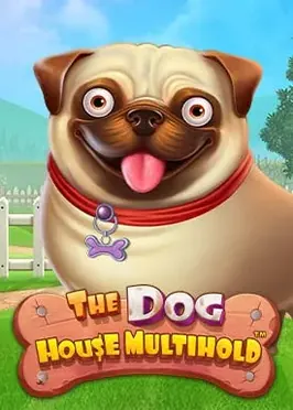 Multi-grid dog house slot with hold mechanics and stacked wins.